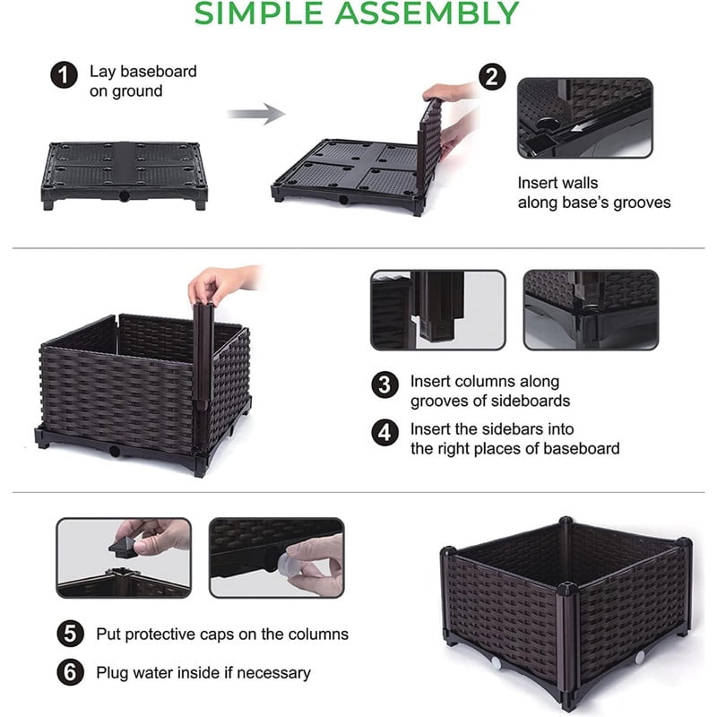 1Pcs Rattan Outdoor Planting Box, Raised Garden Bed, Garden Plant Box for Vegetables, Flowers