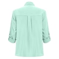 thumbnail image 5 of Outfmvch Button Down Shirts for Women Linen Shirts for Women Linen Cotton Shirts Lapel Collar Top Button Down Shirt Tops for Women Polo Short Sleeve Shirts Casual Plaid Tops Gauze Shirt Green XL, 5 of 7