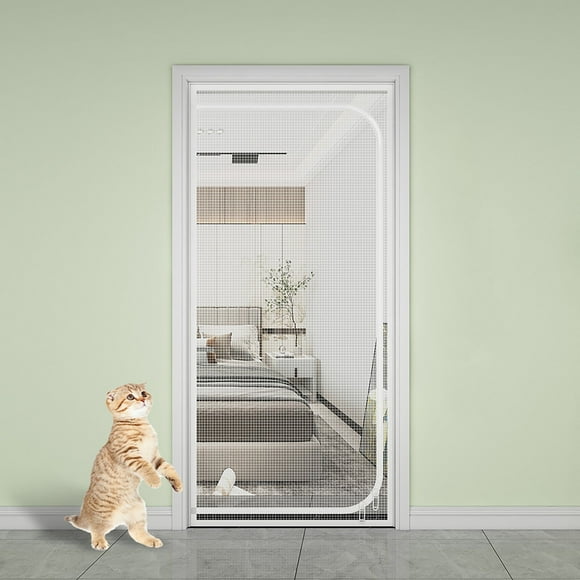 Pets Proof Screen Door,Cat Screen Door Cat Resistant Scratch Proof Mesh Screen Door with Bilateral Zipper, for Patio Kitchen Bedroom Door