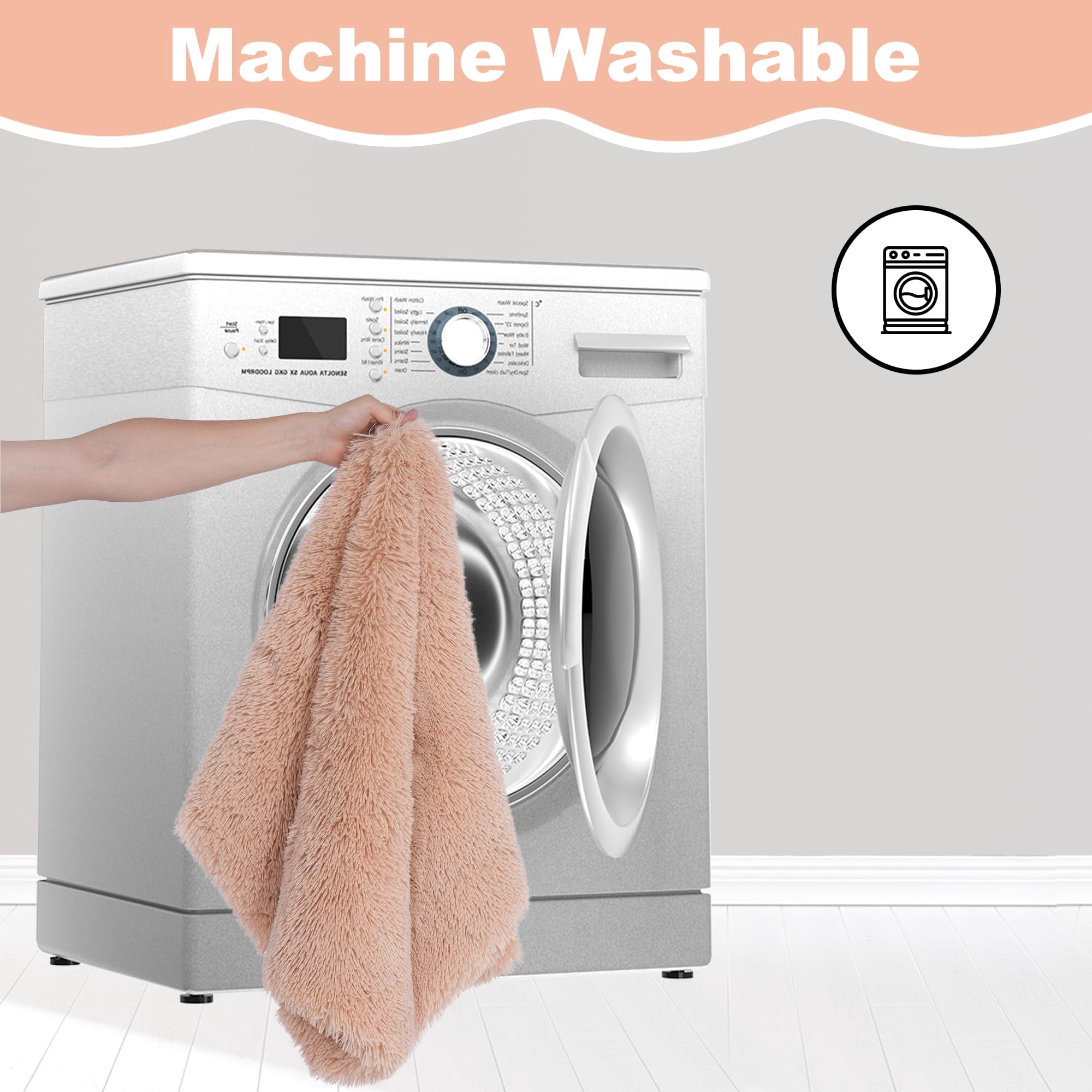 Plush Waterproof Dog Crate Bed  Removable Washable Cover Faux Pad For Medium Dogs 29"x21" Camel