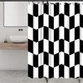 thumbnail image 4 of Cortina de ducha con diseño de cuadros en blanco y negro, diseño abstracto de acuarela moderna, decorativa, para baño, ducha, varios tamaños, 4 of 7