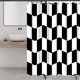 thumbnail image 4 of Cortina de ducha con diseño de cuadros en blanco y negro, diseño abstracto de acuarela moderna, decorativa, para baño, ducha, varios tamaños, 4 of 7