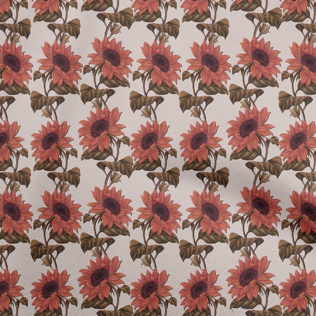 oneOone Rayon Red Fabric Floral Craft Projects Decor Fabric Printed By The Yard 56 Inch Wide