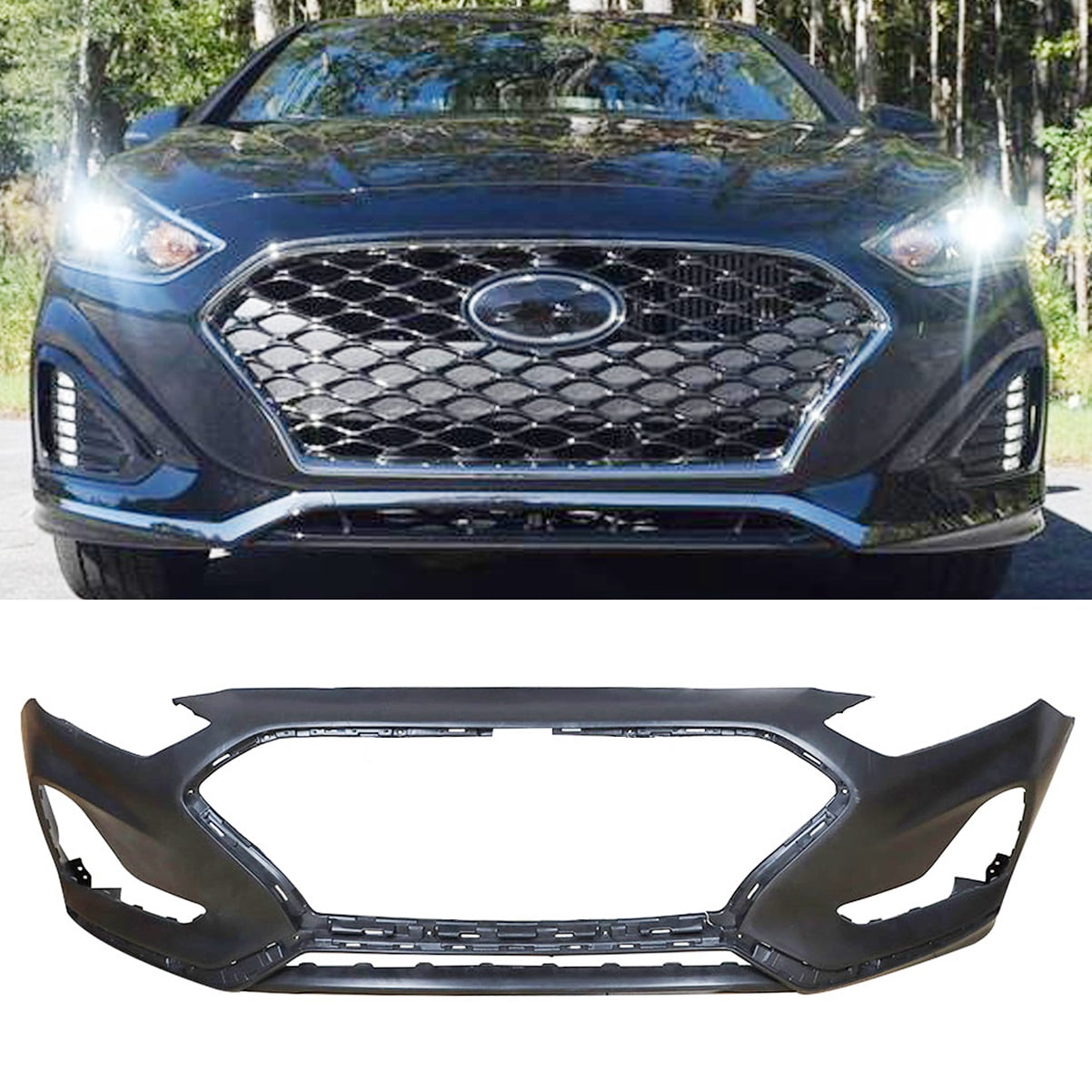 Fit for Hyundai Sonata 2018 2019 Unpainted Front Bumper - Walmart.com