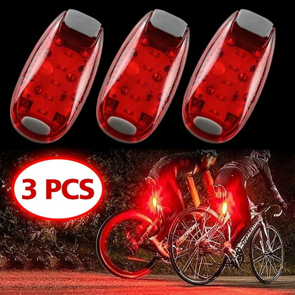[3 Pack] LED Running Safety Light Bike Tail Light Warning Lamp,iClover Clip on Strobe Running Battery Powered for Bicycle Backpack Arm,Walking,Jogging