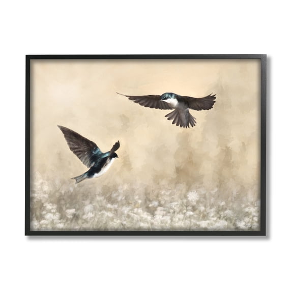 Stupell Two Birds Flying Nature Wildlife Animals & Insects Photography Black Framed Art Print Wall Art