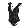 thumbnail image 2 of Picia Buffalo Plaid Dark Green Blooming Jelly Womens Tummy Control Bathing Suits Slimming Ruffle Swimsuit One Piece Lace Swimwear-, 2 of 8