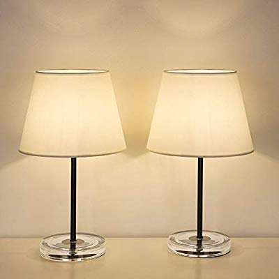 Modern Table Lamps Set Of 2 Bedside Lamps With Acrylic Base Small Nightstand Lamps For Bedrooms Office Dorm Girls Room Black Metal White Fabric Shade Walmart Com Walmart Com