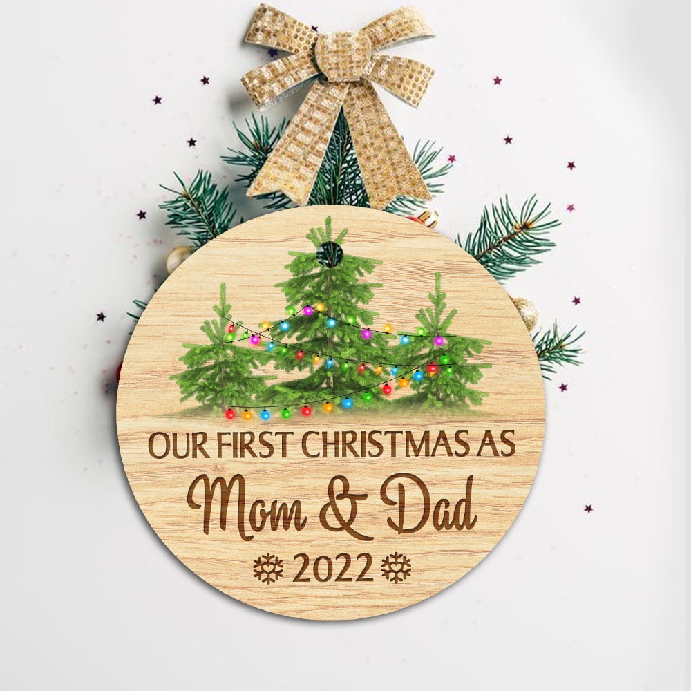 5 Pcs Ceramic Ornaments, Our First Christmas As Mom and Dad 2022