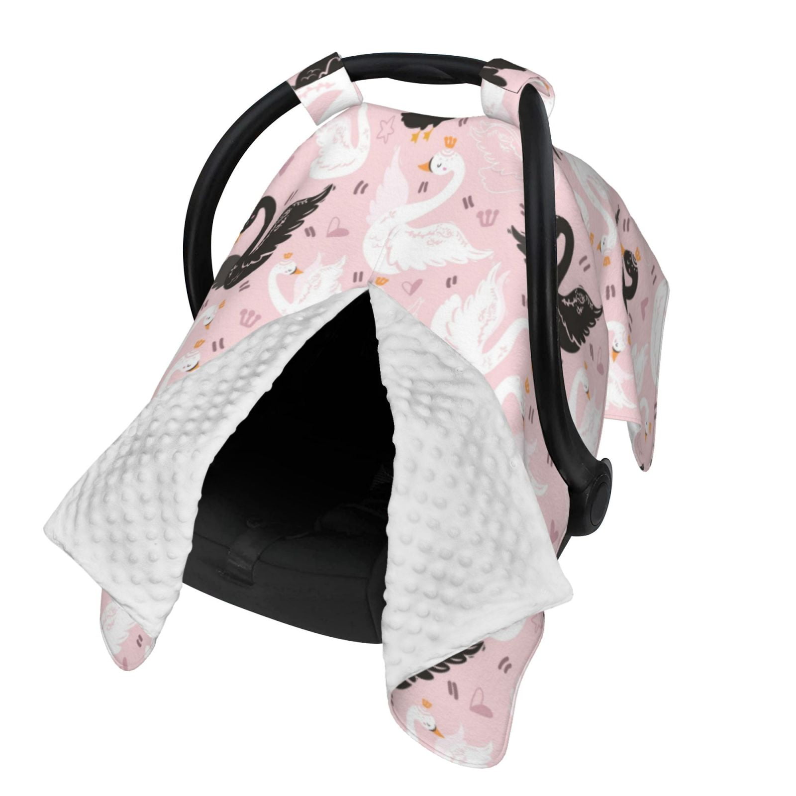 Naloa Swan And Flowers2 Baby Car Seat Cover, Breathable Baby Carrier Cover, Multiuse Baby Carrier Cover & Nursing Breastfeeding Cover