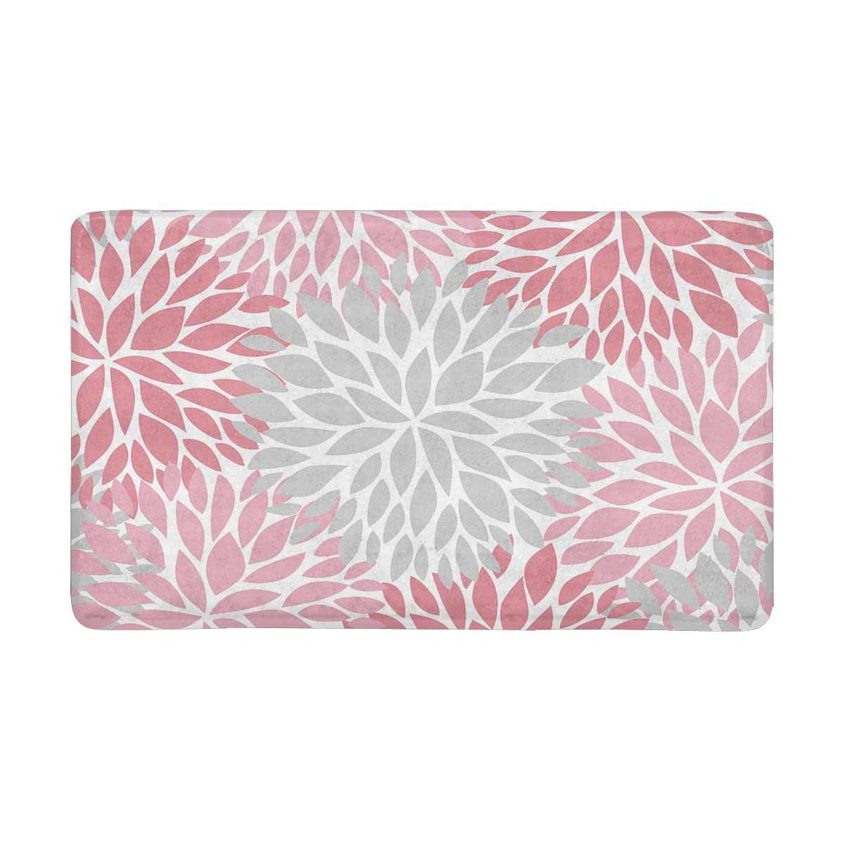 MKHERT Dahlia Pinnata Flower Gray and Gradient Pink Doormat Rug Home