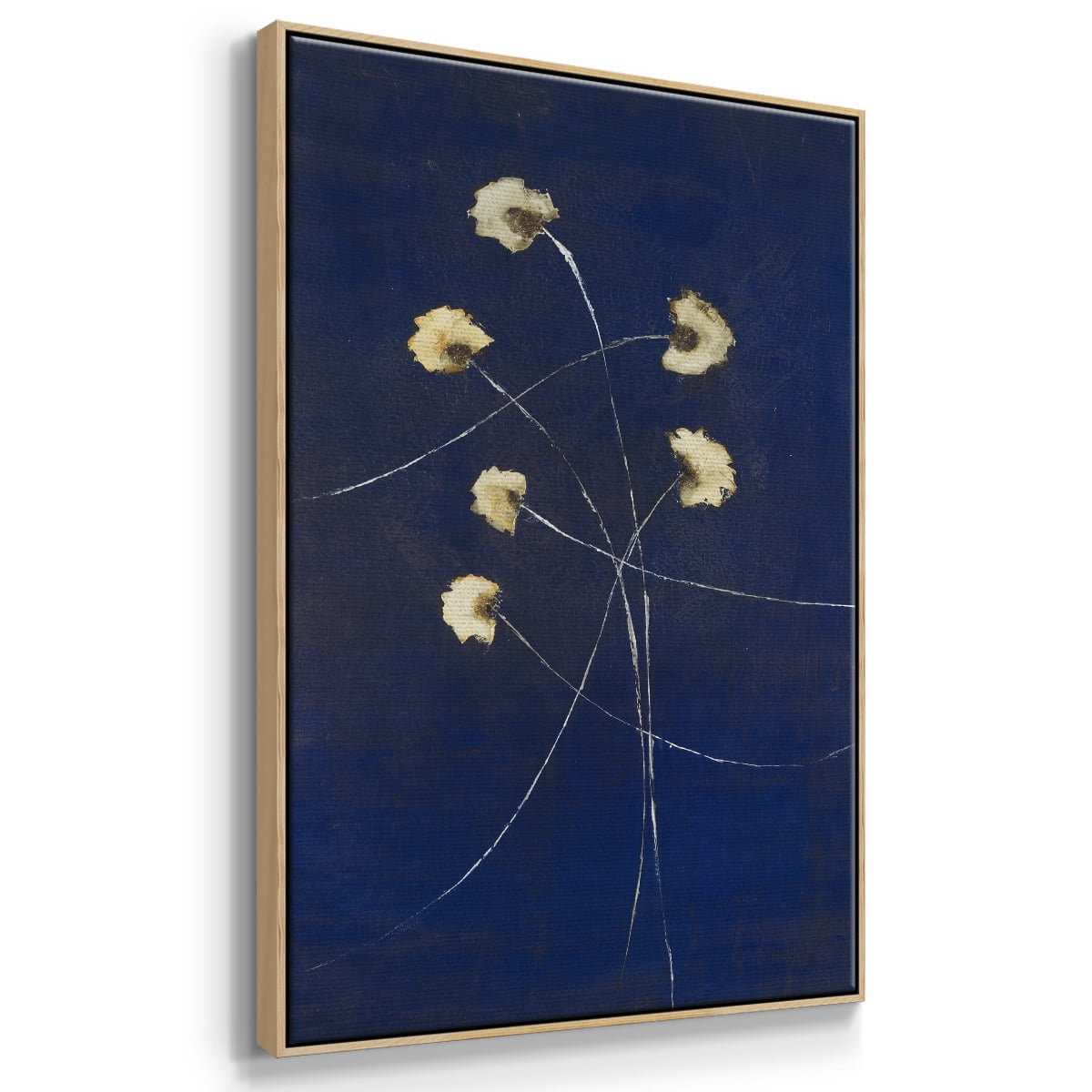 Indigo 2 Framed Premium Gallery Wrapped Canvas - Ready to Hang - 17 x 25 - Natural Wood Floating Frame