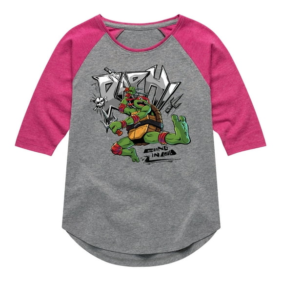 Teenage Mutant Ninja Turtles: Mutant Mayhem - Raphael Going In Loud - Toddler And Youth Girls Raglan Graphic T-Shirt