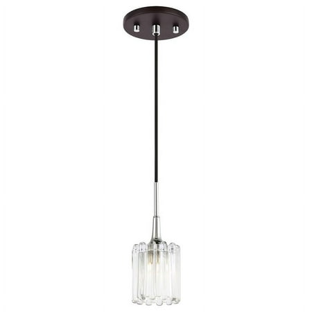 

Woodbridge Lighting Regent Park 1Lt Glass Halogen Pendant in Chrome/Bronze