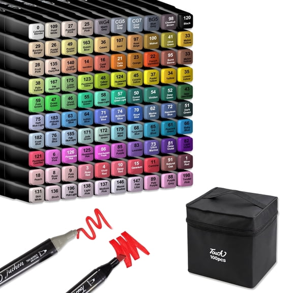 100 Colors Alcohol Markers Set, Double Tip Paint Pens Art Marker Set for Coloring, Painting, Sketching, Card Making and Illustration