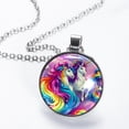 thumbnail image 2 of Robot Unicorn Attack Glass Circular Pendant Necklace | Stylish Glass Design Pendant Necklaces, 2 of 5