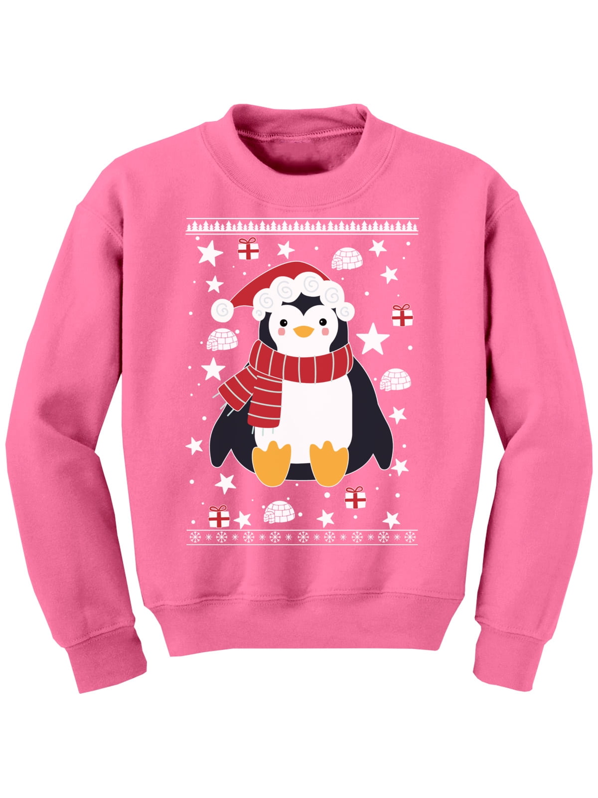 Awkward Styles Ugly Xmas Sweater for Boys Girls Kids Youth Penguin Christmas Pattern Sweatshirt, Kids Unisex, Size: Medium, Pink