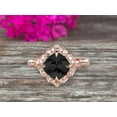 thumbnail image 1 of Milgrain Cushion Cut Black Diamond Moissanite Engagement Ring 2.05 Carat Glaring Wedding Ring 10k Rose Gold Floral Art Deco, 1 of 6
