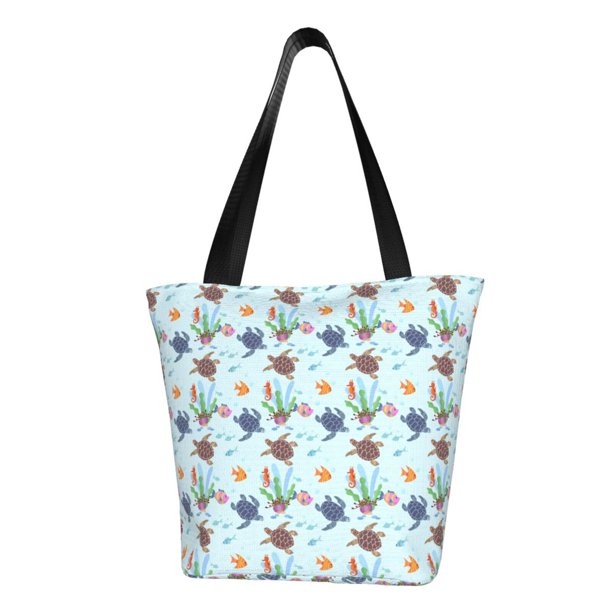 Fotbe Turtle Bolsa de Playa con Estampado, Bolsa de Hombro, Bolsa de Mano Espaciosa, Bolsa de Viaje Ligera, Bolsa de Compras Versátil
