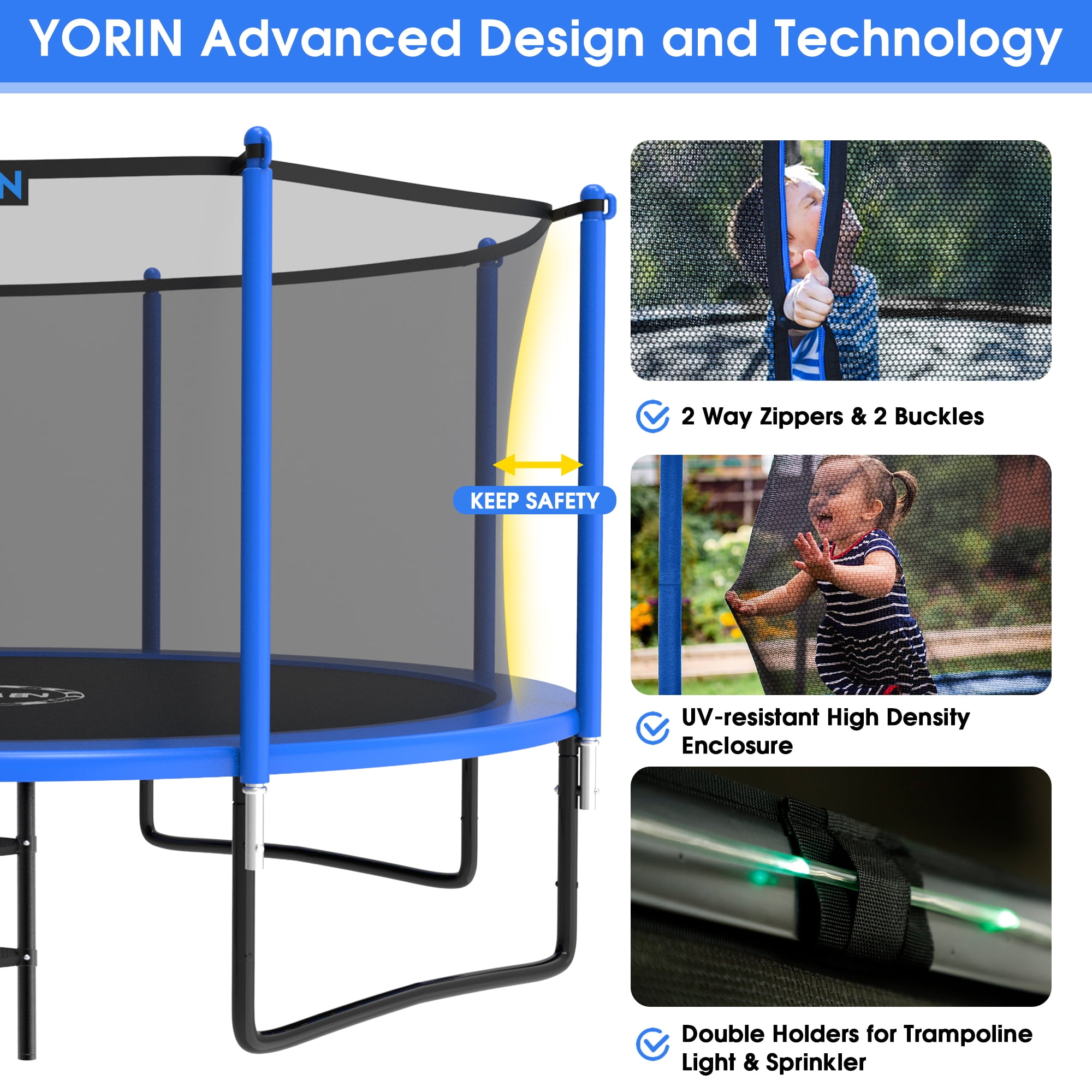 YORIN Trampoline with Trampoline Light, 1200LBS 12FT Trampoline