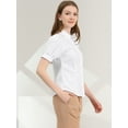 thumbnail image 4 of DARING DIVA Women's Puff Sleeve Point Collar Essential Office Shirt L White, 4 of 6