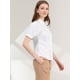 thumbnail image 4 of Camisa abotonada de oficina Allegra K de algodón con cuello de manga abullonada para mujer Blanquecino L, 4 of 6