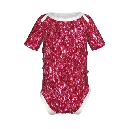 

Junzan Pink Glitter Print Short-Sleeve Baby Climbing Clothes Bodysuits for Infant One-Piece for Baby Boys & Girls Baby Clothes Baby Romper with Snap Closure-18 Months