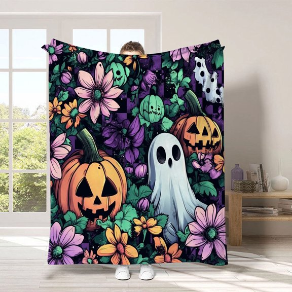 Zeyigg Halloween Throw Blanket Soft Cozy for Couch Bed Spooky Decorative Plaid Gift Party Home Decor A