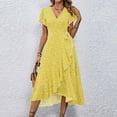 thumbnail image 6 of Women's Printed Summer Dress Short Sleeve Casual Flowy Dresses Yellow L, 6 of 6