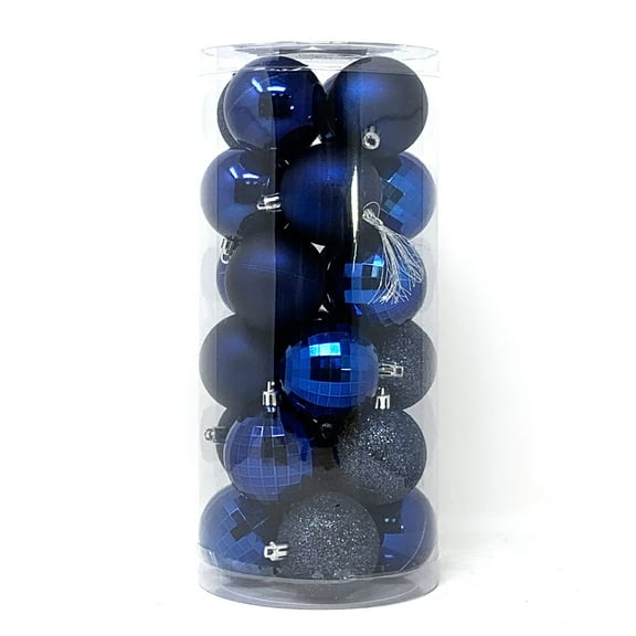 Allgala 24 PK 2.33 Inch (6CM) Christmas Ornament Balls for Xmas Tree-4 Style-Navy Blue