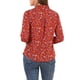 thumbnail image 3 of Camisa de mujer de botones INSPIRE CHIC con estampado floral, de manga larga, cuello puntiagudo, top de oficina, color rojo, 3 of 8