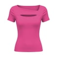 thumbnail image 4 of Posijego Going out Tops for Women Crewneck Short Sleeve Summer Slim Classic T-Shirts Trendy Casual Shirts for Women, 4 of 7