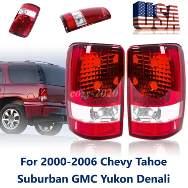 Tail Light Compatible With 2000-2006 Chevy Tahoe Suburban GMC Yukon Driver and Passenger Side Rear Light Brake Lamps