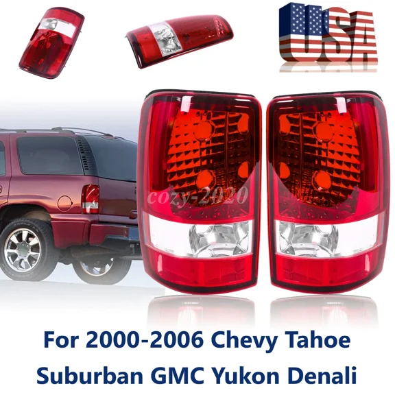 Tail Light Compatible With 2000-2006 Chevy Tahoe Suburban GMC Yukon Driver and Passenger Side Rear Light Brake Lamps