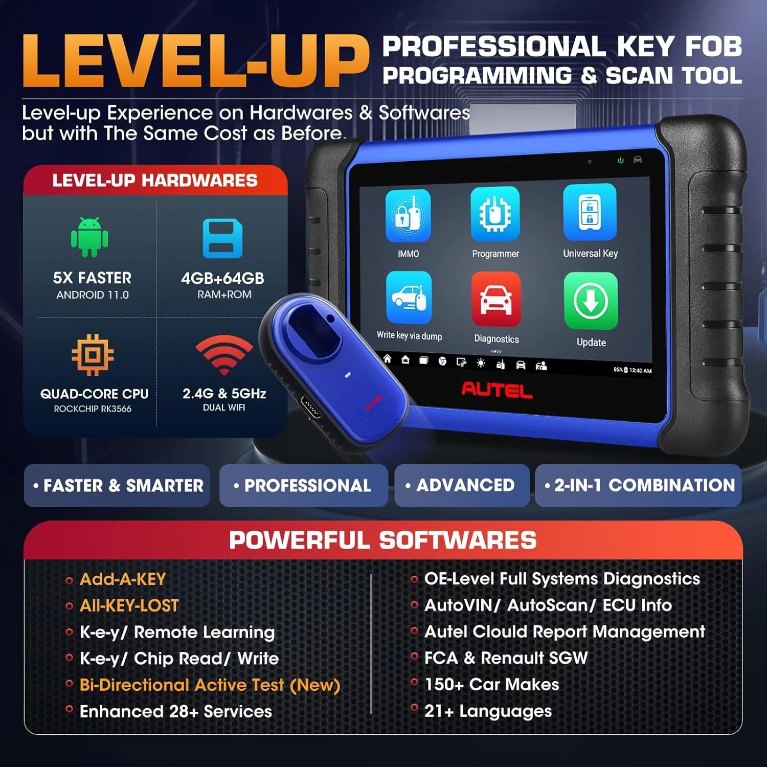 Autel IM508S Scanner with XP200, All System Diagnostic Scanner, Bidirectional Scan, 3000+ Tests, 40+ Services, OE Diagnostics, Update of KM100/IM508