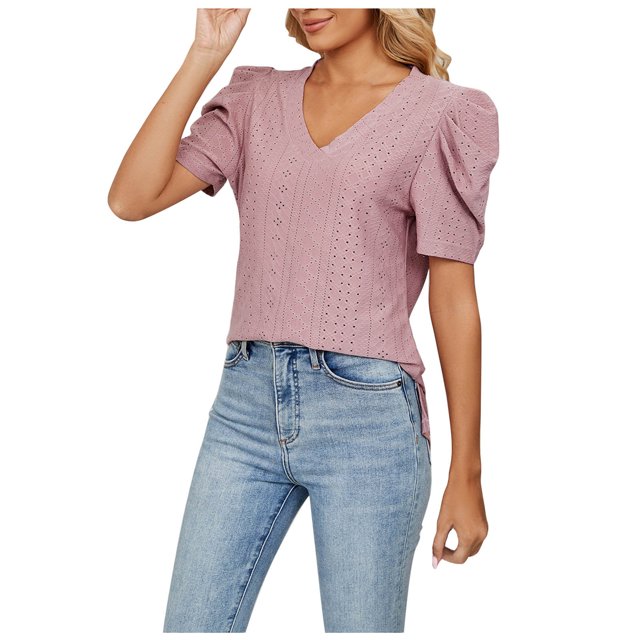 Birdeem Mode Femmes Grande Taille Blouse Décontractée à Manches Courtes Col en V T-Shirt Tops