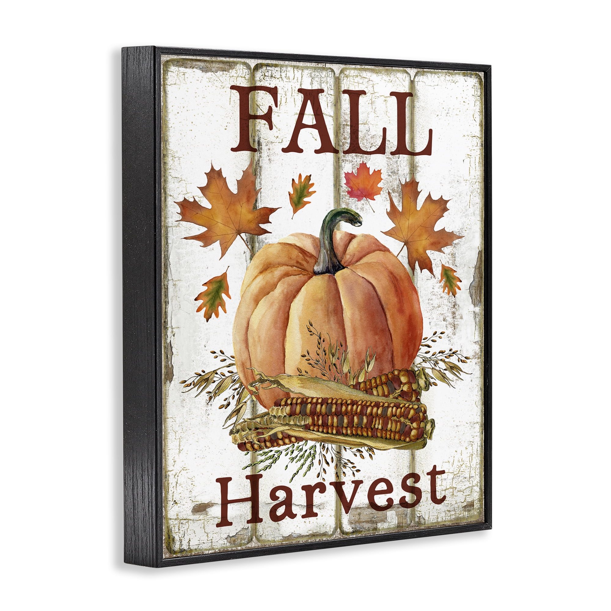 Stupell Industries Fall Harvest Pumpkin & Corn Holiday Painting Black Framed Art Prints Wall Art, 24 x 30