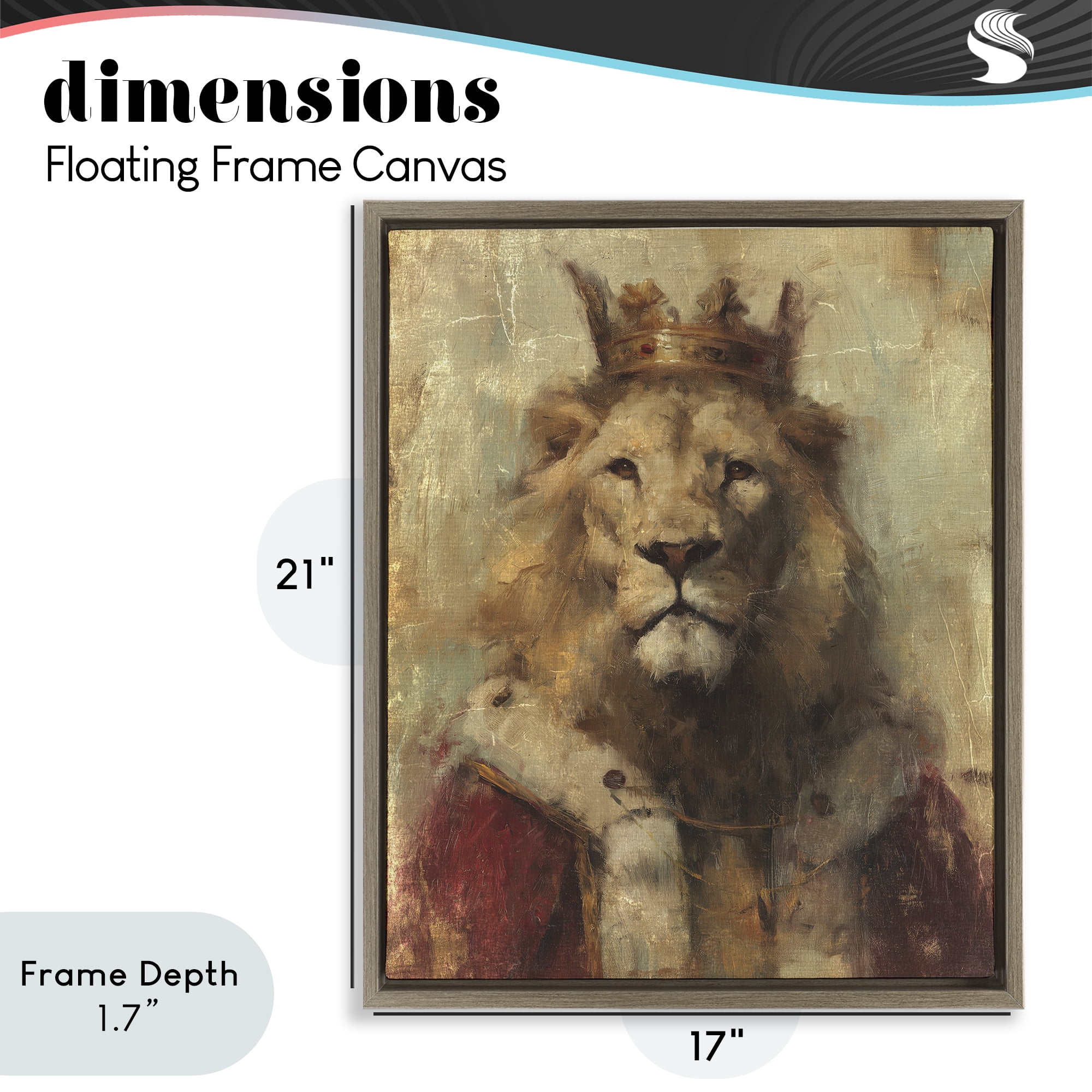 Stupell Industries Regal Lion Sovereign Brown Framed Floater Canvas Wall Art, design by Svetlana Aleynikova
