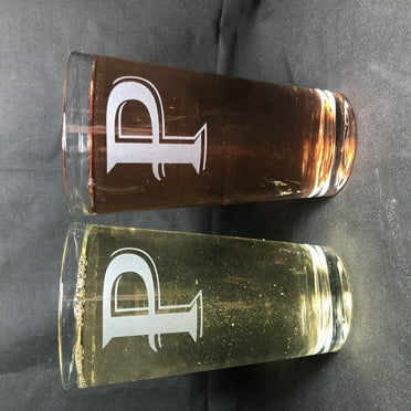 16OZ MONOGRAM BEER GLASS P SET OF 2
