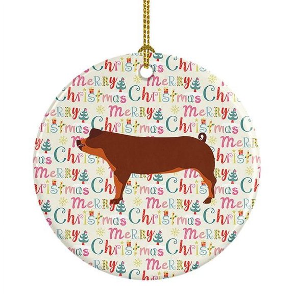 Duroc Pig Christmas Ceramic Ornament 2.8 in x 2.8 in