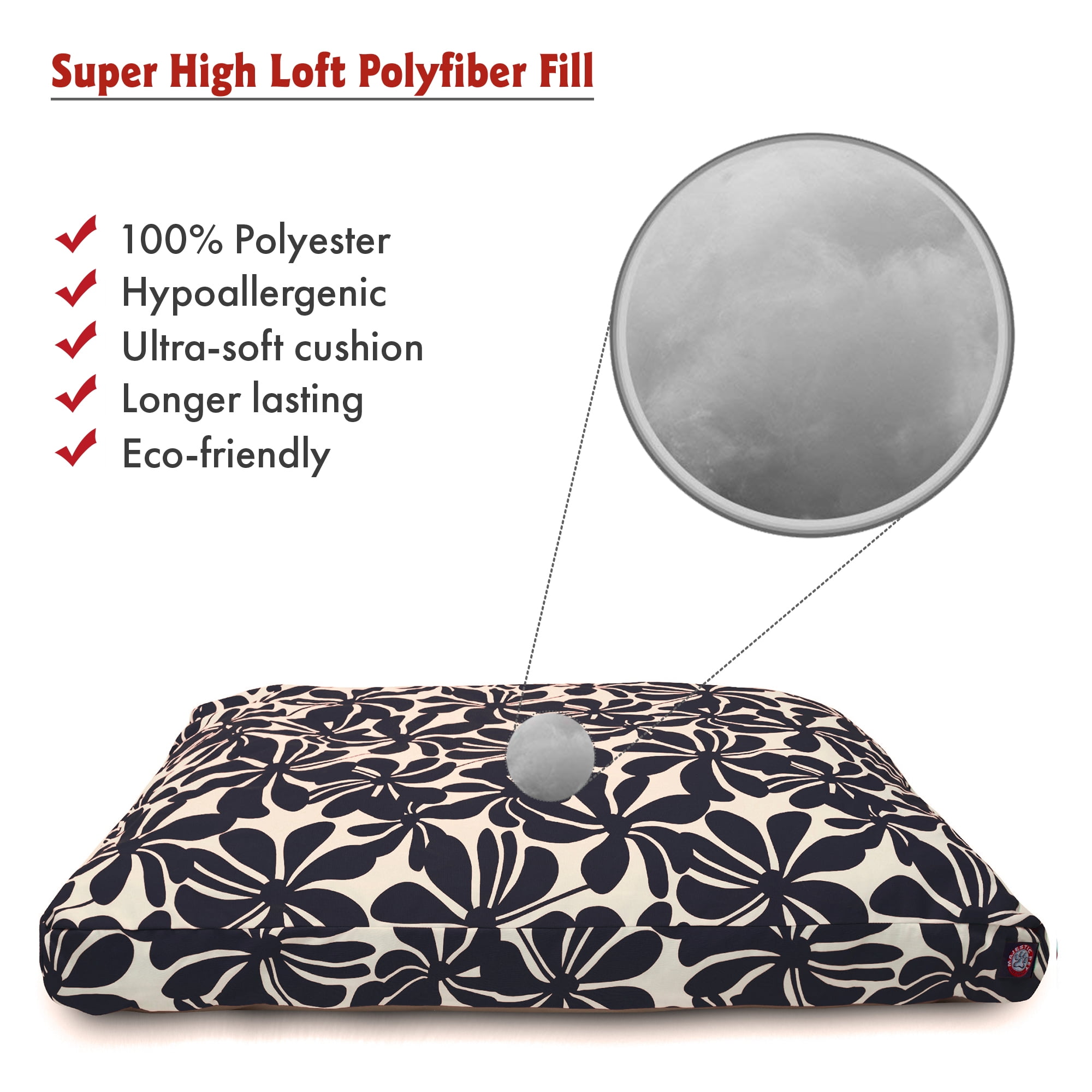 Majestic Pet | Plantation Rectangle Pet Bed For Dogs, Removable Cover, Navy Blue, Large