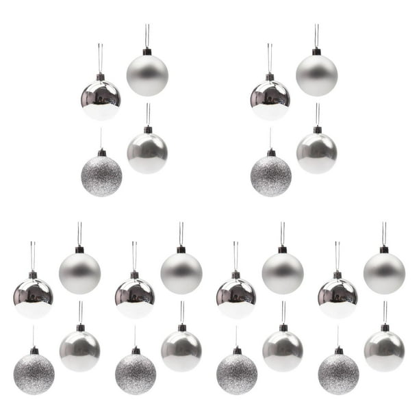 24 bolas navideñas decorativas colgantes para regalo o fiesta Plata 8 cm