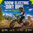 thumbnail image 4 of IVFJFV 500W Electric Dirt Bike for Kids,Up to 17.4MPH & 23.6 Miles,Two Speed Modes, Front & Rear Suspension,Mechanical Disc Brakes, 165 LBS,Beginner-Friendly Handle, All-Terrain,YELLOW, 4 of 9