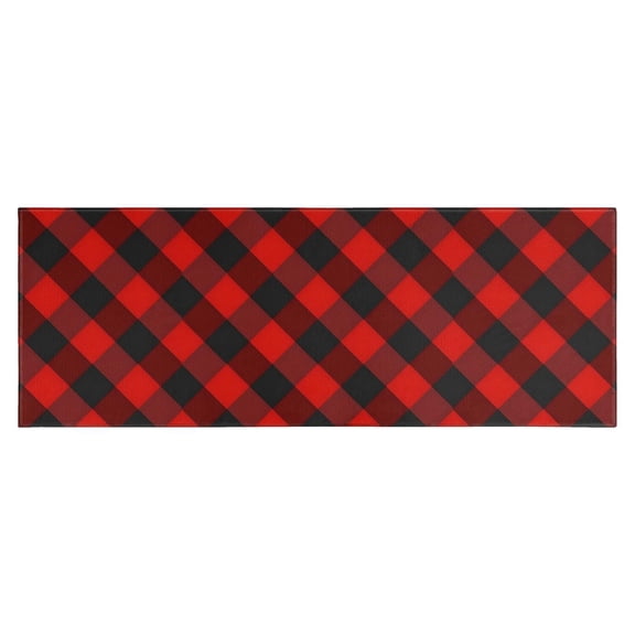 Red Black Checkerboard Checkered Pattern Kitchen Rug Mat,Kitchen Runner Rugs Non Skid Washable,Decorative Kitchen Floor Mats for Kitchen,Sink,Laundry,17"X47"
