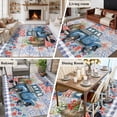 thumbnail image 5 of Non-Slip Rug Pad Rugs Independence Day Trucks Daisy Rectangle Area Rugs 5x7Ft Soft Carpet Pads for Living Room Kids Room, Blue White Plaid, 5 of 9
