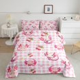 thumbnail image 2 of Homewish Cartoon Axolotl Salamander 3 Pieces Queen Comforter Set for Preppy Child,Geometric Plaid Ultra Soft Bedding Sets,Kawaii Bow Knot Cherry Bedding Comforter Set Breathable, 2 of 8