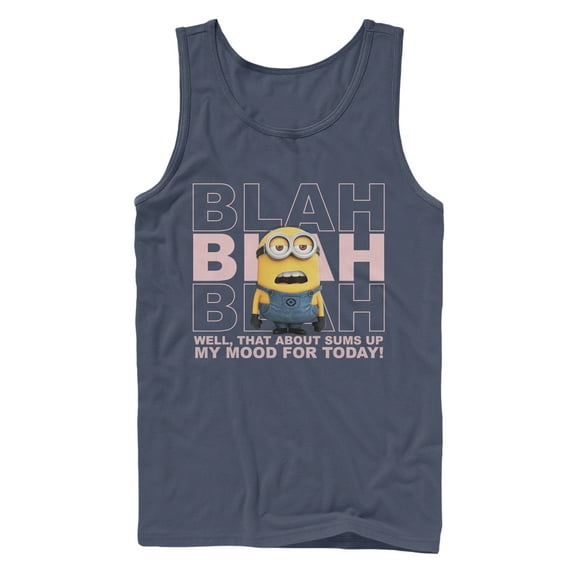 Men's Despicable Me Minion Blah Mood  Tank Top Navy Blue Large