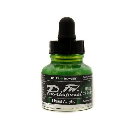UPC: 0000050788736 | Daler-Rowney FW Pearlescent Liquid Acrylic  1 oz. Bottle  Macaw Green