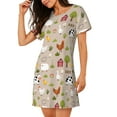 thumbnail image 2 of Pofeuu animals farm Print Women's Loose Fit Short Sleeve Nightgown, Comfortable Sleep Dress for Women, Casual Lounge Sleepwear, Soft Cotton Sleep Dress, 2 of 6