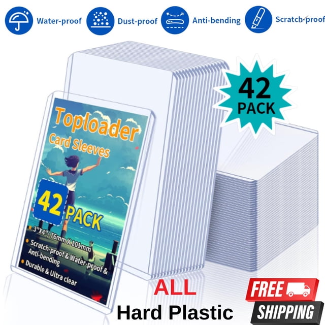 Pochettes pour Cartes à Collectionner Étui Rigide en Plastique Transparent Support 42 Pcs Cartes de Baseball Topload